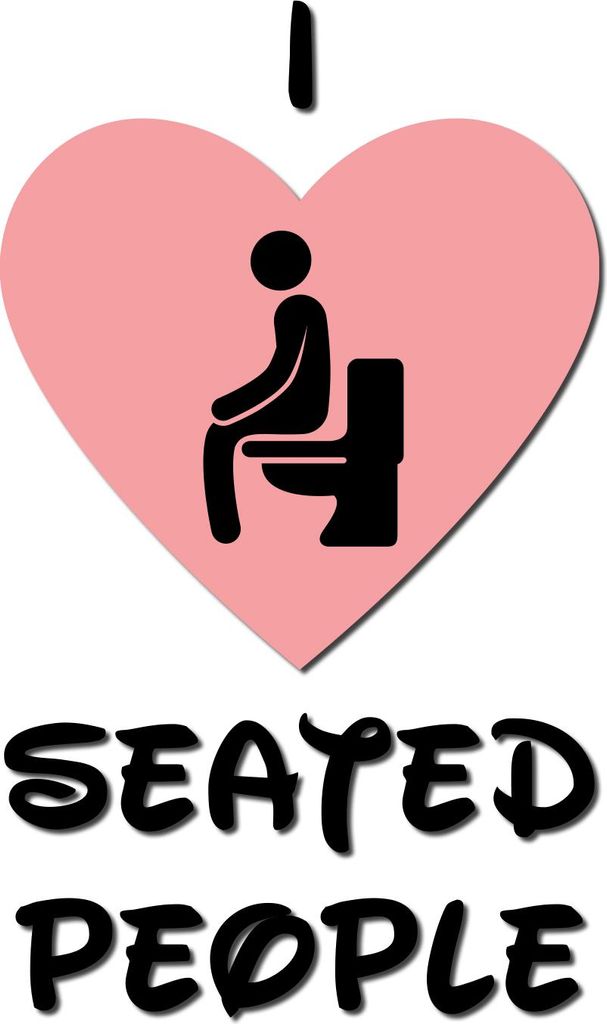 Deko Aufkleber Toilettendeckel – Lustiger Badezimmer Funsticker für WC Deckel / Spülkasten R173-11 i love seated people