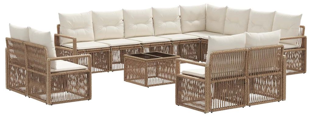 vidaXL Gartensofa-set 13 pcs Beige Poly-Rattan