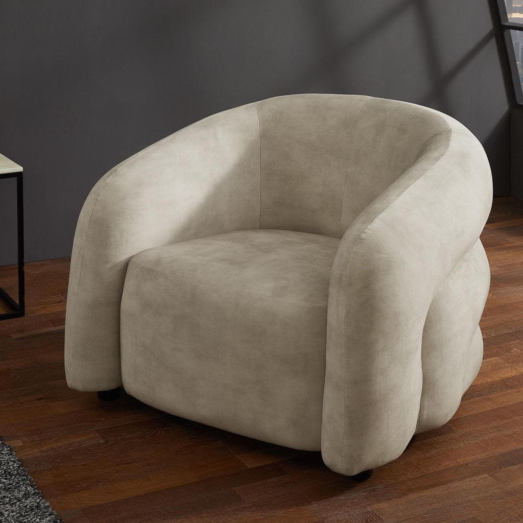 riess-ambiente Sessel VOGUE 95cm beige Samt Lesesessel mit Armlehnen und Nosagfederung