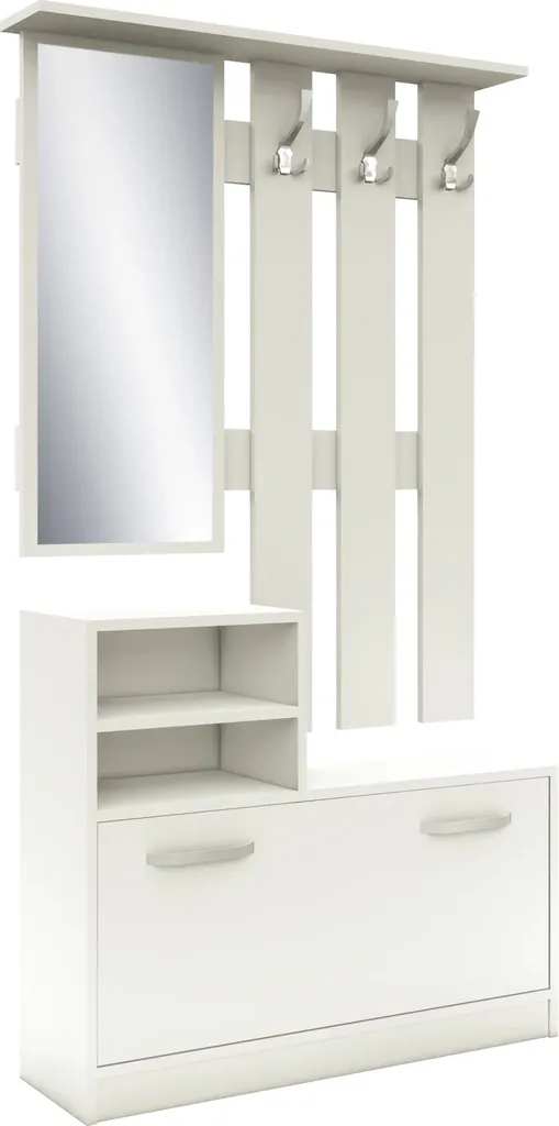 Vestiaire blanc Lyon 85 cm avec étagère à chaussures et tringle métal