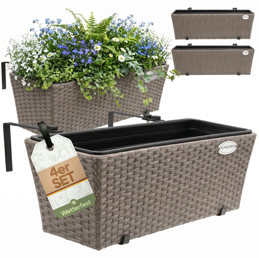 CASARIA® Blumenkasten 4er Set 11 Liter Montagehalterung Produktbild 