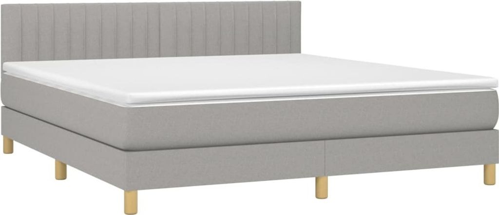 Boxspringbett mit Matratze Hellgrau 180x200 cm Stoff