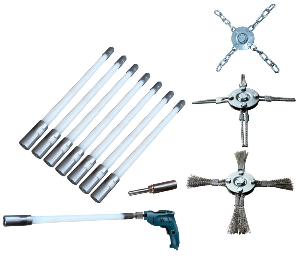 Set Kaminbürste Schornsteinreinigung Schornsteinbesen Produktbild 