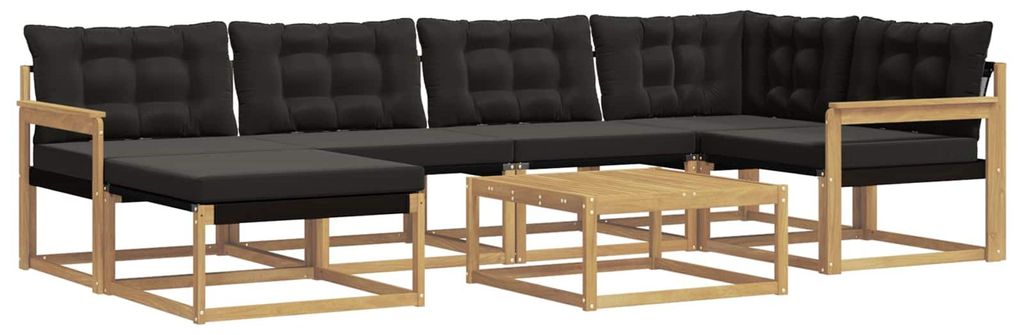 vidaXL Outdoor-Sofagarnitur 7 pcs Weiß und Schwarz 79 x 79 x 37 cm