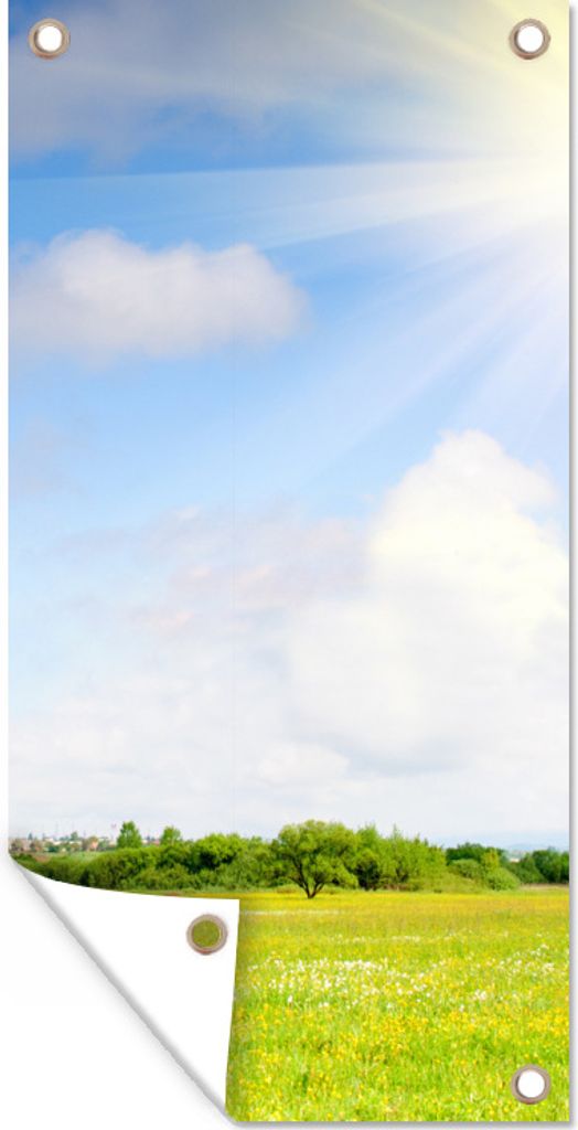 MuchoWow 80x160 cm Outdoor-Poster Gartendeko Sichtschutz Garten Poster für den Garten Sommer - Sonne - Feld