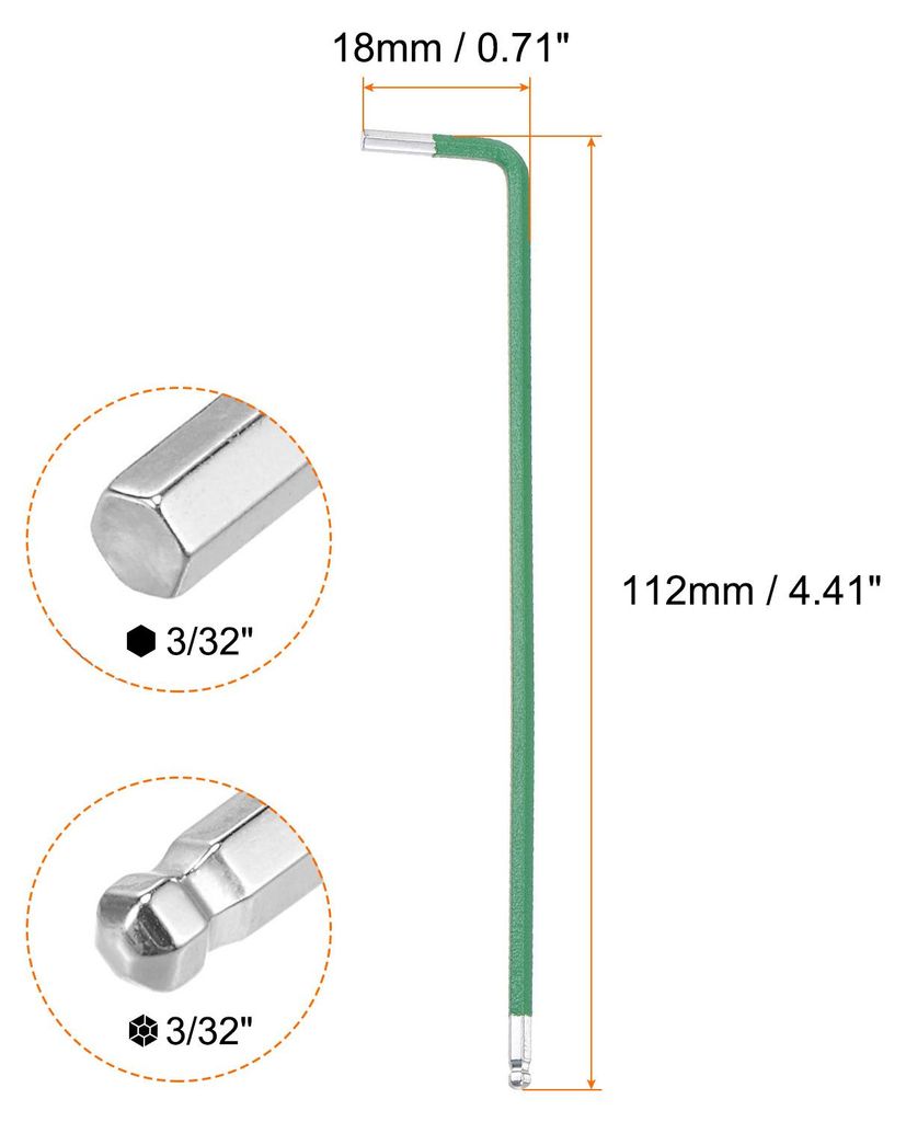4 Stš¹ck Innensechskantschlš¹ssel mit Kugelkopf 3/32 Zoll S2 Stahl L-Form Langer Arm Sechskantschlš¹ssel Schlš¹ssel Satz fš¹r Heimreparat...