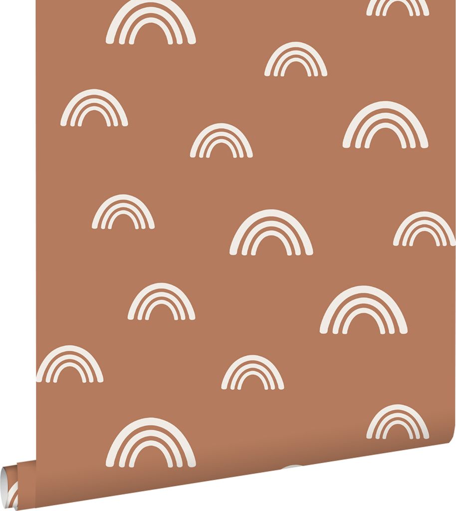 ESTAhome Tapete Regenbogen Terrakotta und Weiß 53 cm x 10.05 m