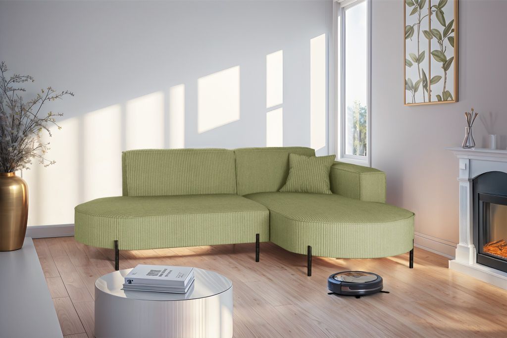 Ecksofa Designersofa VALENCIA XS in Stoff Scala Kiwi Ottomane Rechts