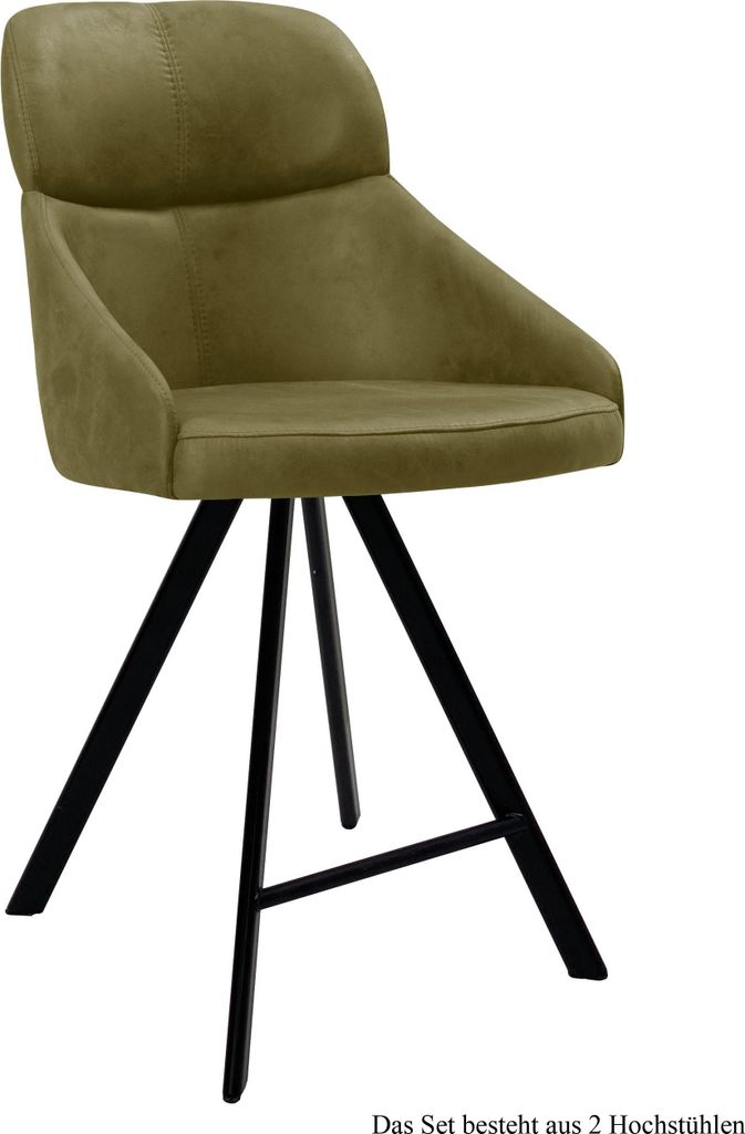 Thekenstuhl drehbar (2er-Set) Diljana 52x99x63 Schwarz/Olivgrün