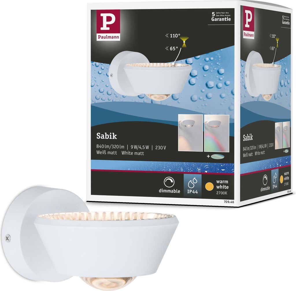 Paulmann LED Wandleuchte Sabik