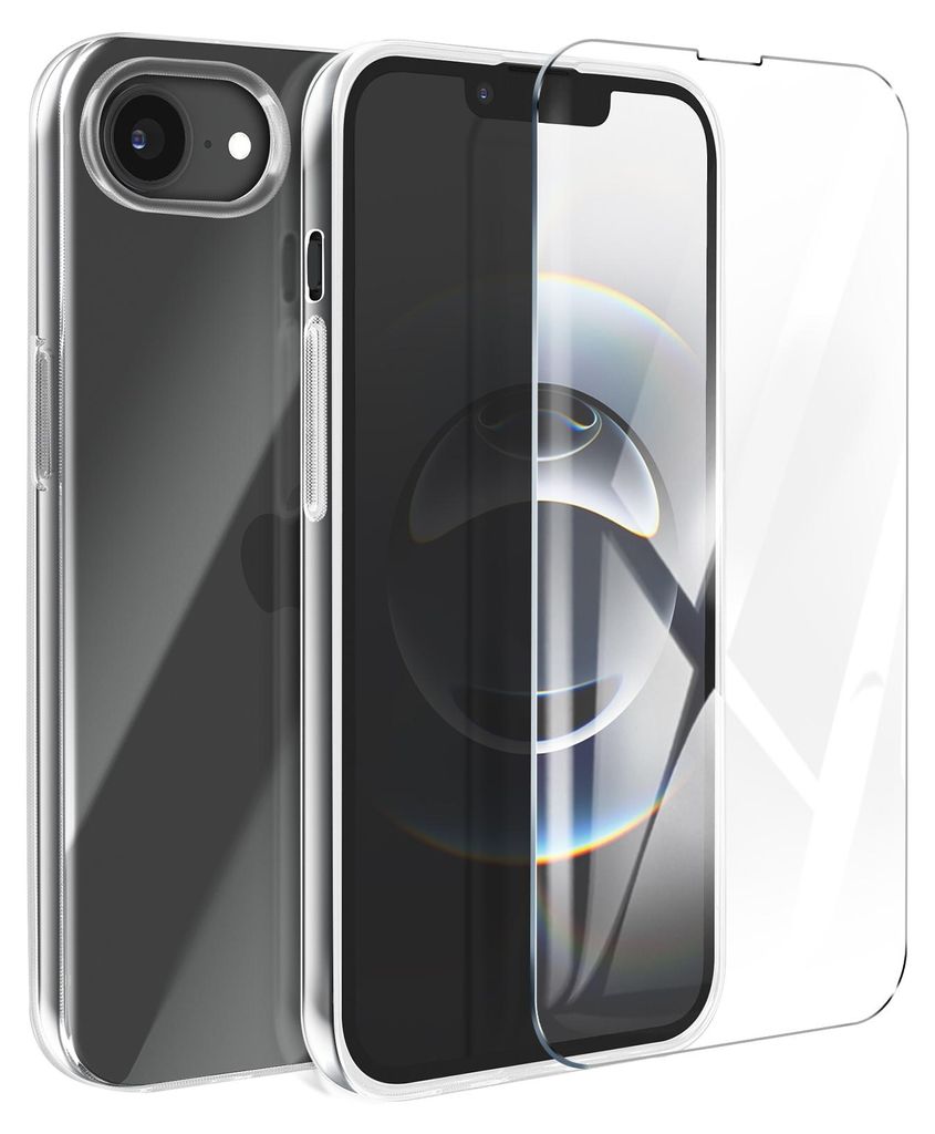 Avizar, Silikonhülle für iPhone 16e mit Panzerglas Kratzfest, Transparent
