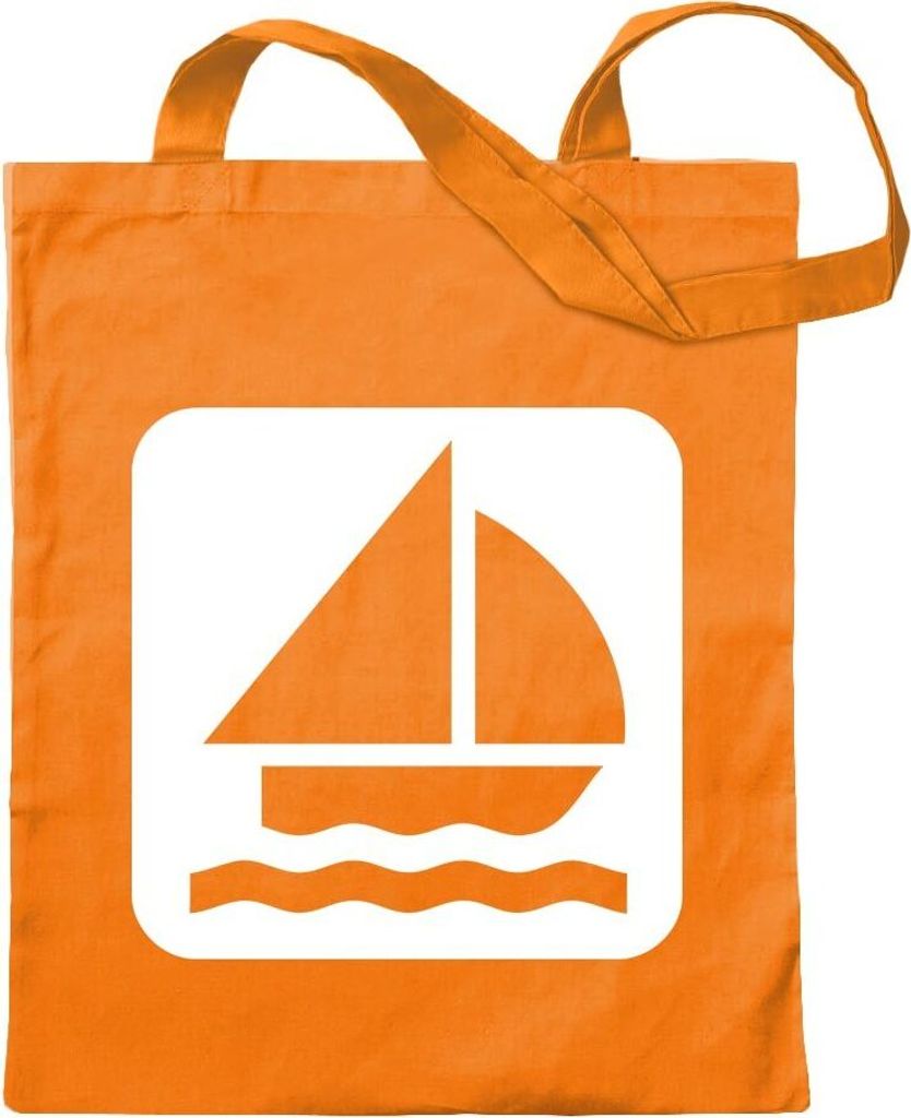 Kiwistar - Baumwolltasche - mandarin - Ankerplatz Segelboot Piktogramme - Tragetasche Stoffbeutel Umhängetasche Langer Henkel