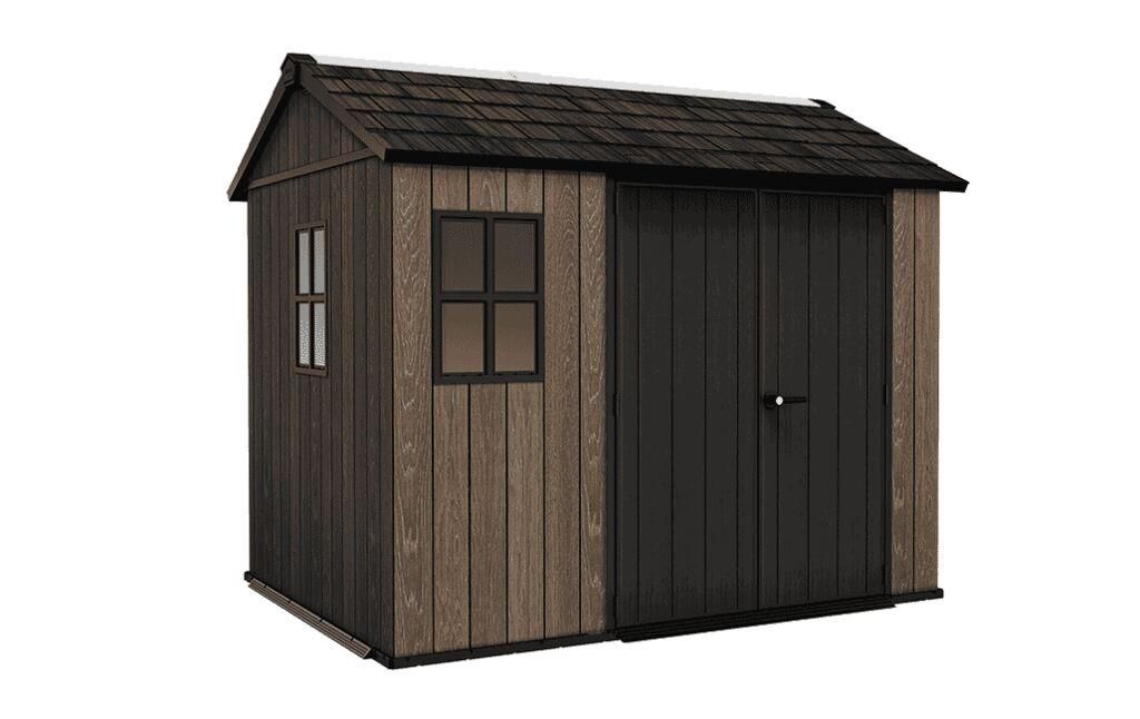 Keter Gerätehaus Apex 759, kompakt & wetterfest, aus EVOTECH -Material, mit Doppeltür, walnuß, Maße: 230 x 287 x 246 cm