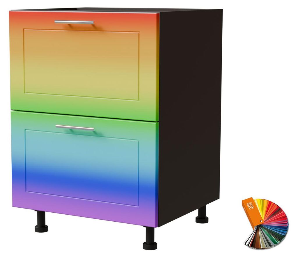 Schubladenunterschrank BARI 60x82cm lackiert Ausführung wählbar BA-D2 - 60,RAL Wunschfarbe matt (K5),lava,REJS Comfortbox (Vollauszug)