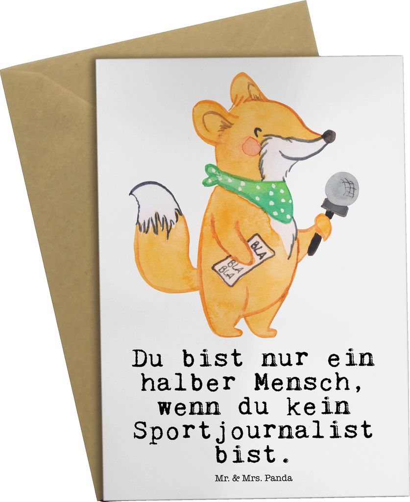 Mr. & Mrs. Panda Grußkarte Sportjournalist Herz - Weiß - Geschenk, einladungskarten, Ausbildung, Reporter, babykarte, osterkarte, Studium, Spruch...