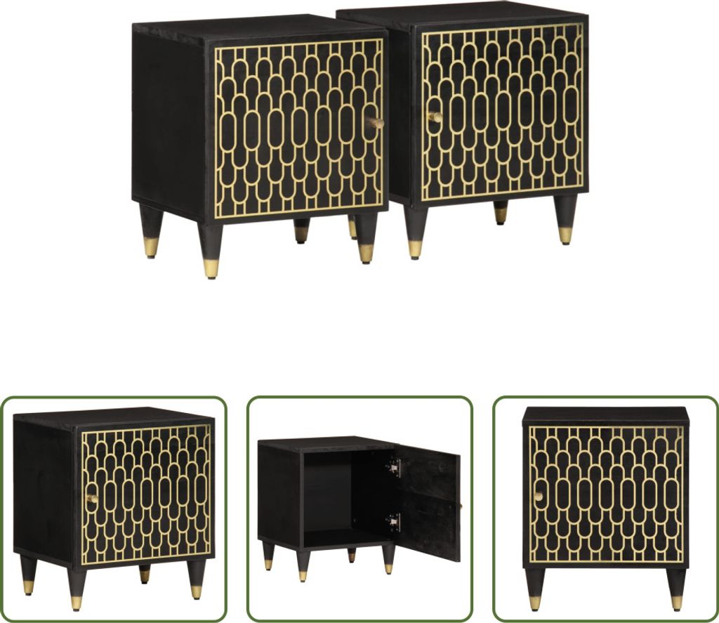 The Living Store Nachttische 2 Stk. 40x33x46 cm Massivholz Mango
