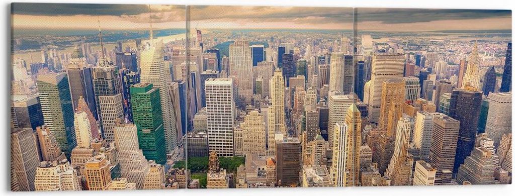 Bild auf Leinwand - Leinwandbild - Stadt Wolkenkratzer Amerika Innenstadt - 150x50cm - Wand Bild - Wanddeko - Leinwanddruck - Bilder - Kunstdruck -...