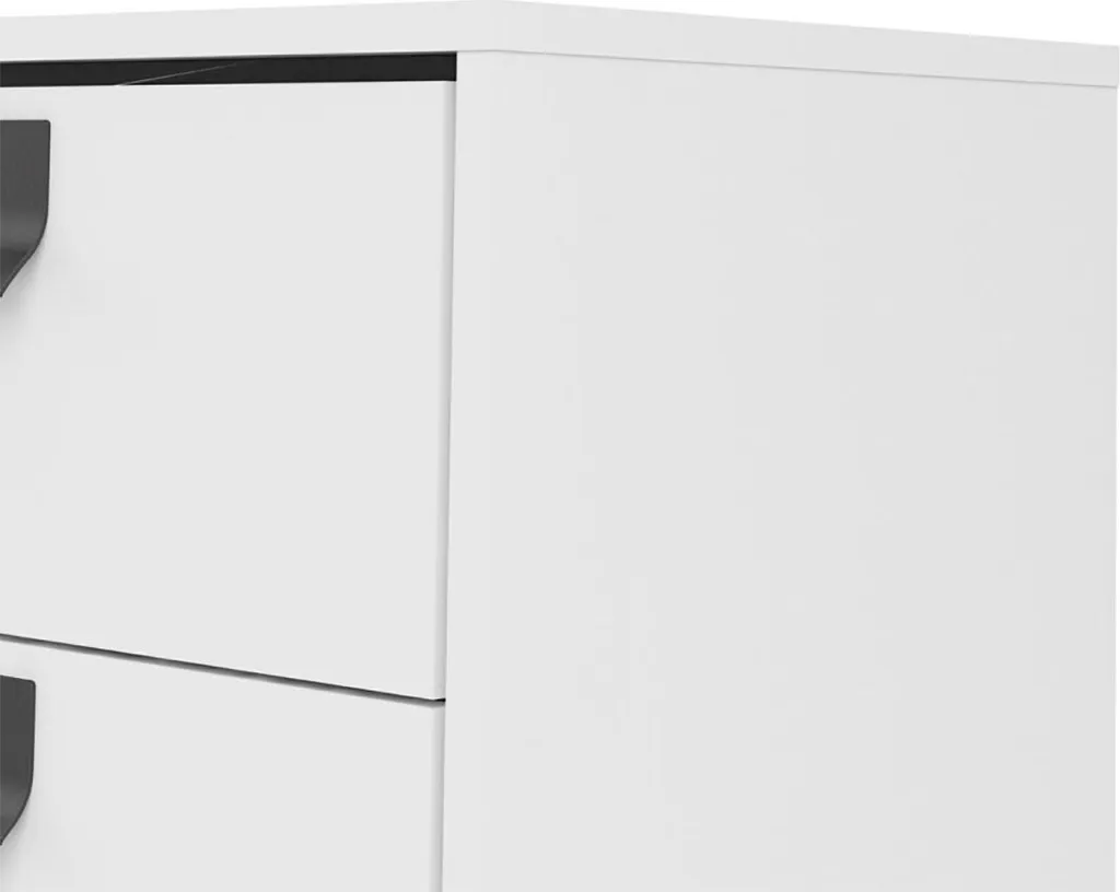 Buffet blanc mat Rye : Solution de rangement compacte 1 porte 2 tiroirs - 5