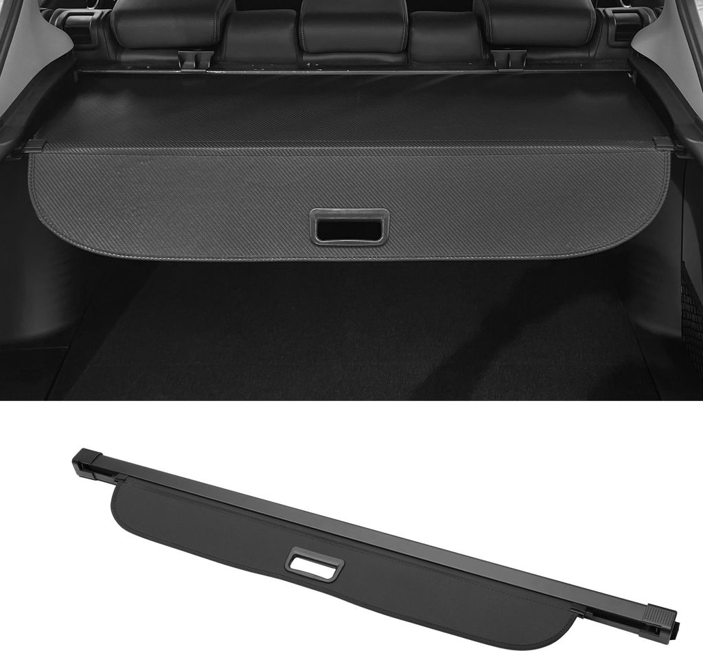 Kofferraumabdeckung für Mitsubishi Outlander 2014-2020 mit manueller Heckklappe, ausziehbares hinteres Kofferraumregal, Leinwand, glänzendes Schwarz