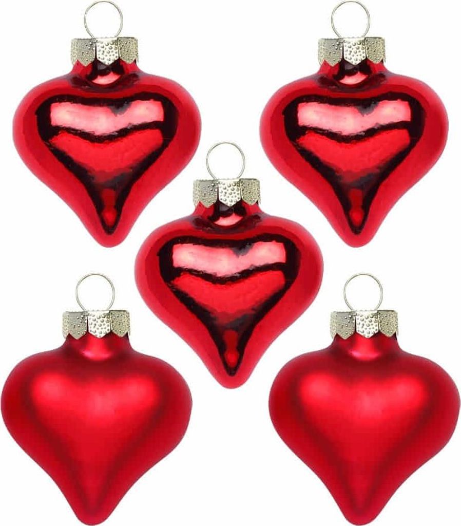 Christbaumschmuck Herzen 4cm Glas 8 Stück - Merry Red