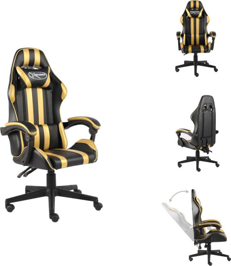 vidaXL Gaming-Stuhl Schwarz und Golden Kunstleder - Bürostühle