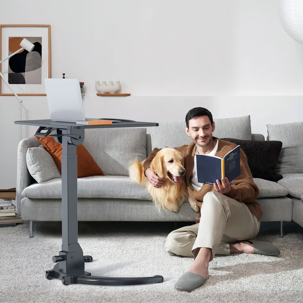 Support Ordinateur Portable Réglable en Hauteur Table Pliante avec Roues