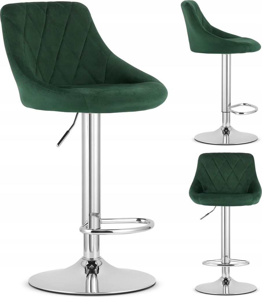E-W Trading | Hocker KAST - Aksamit Grün - Höhenverstellbar - Ergonomisches Design - 360° Drehbar