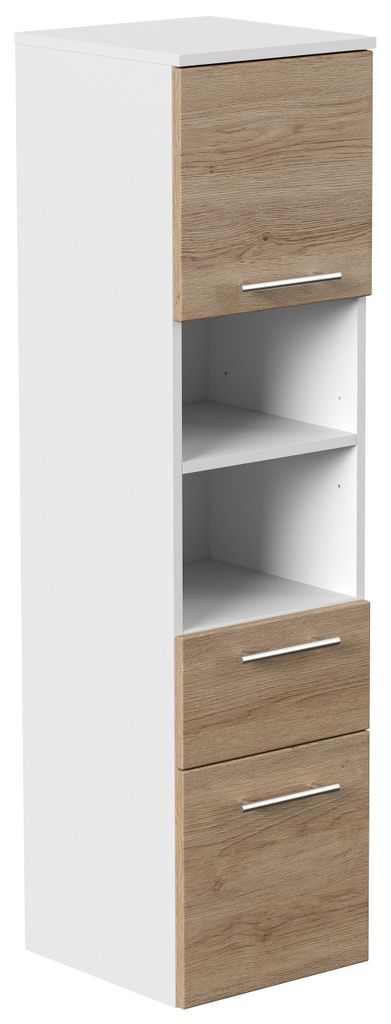 Hochschrank SANTINI 135cm weiss matt mit Fronten in eiche hell : Eiche hell Varianten: Eiche hell