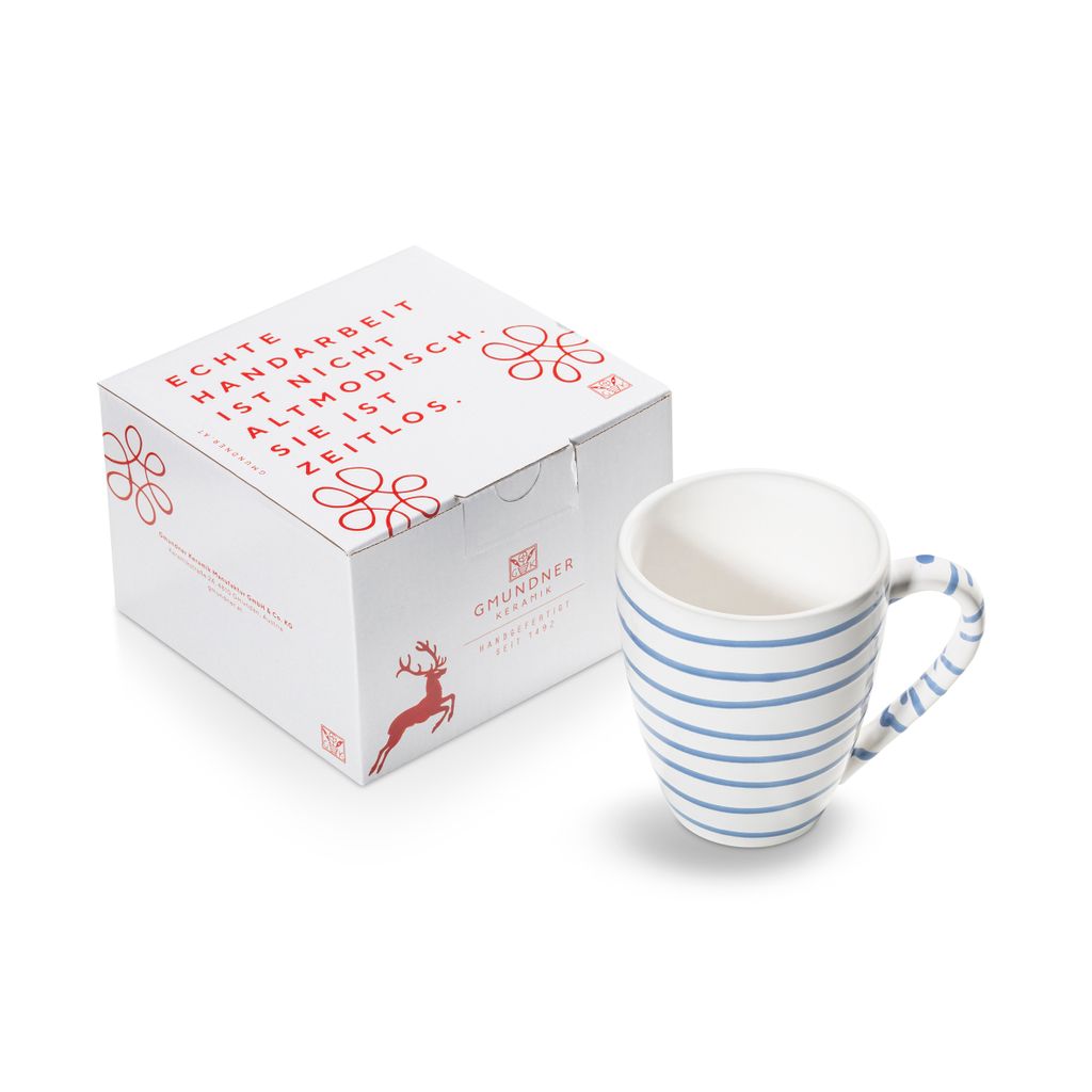 Gmundner Keramik Blaugeflammt Frühstücksbecher 0,3 ltr. im Karton