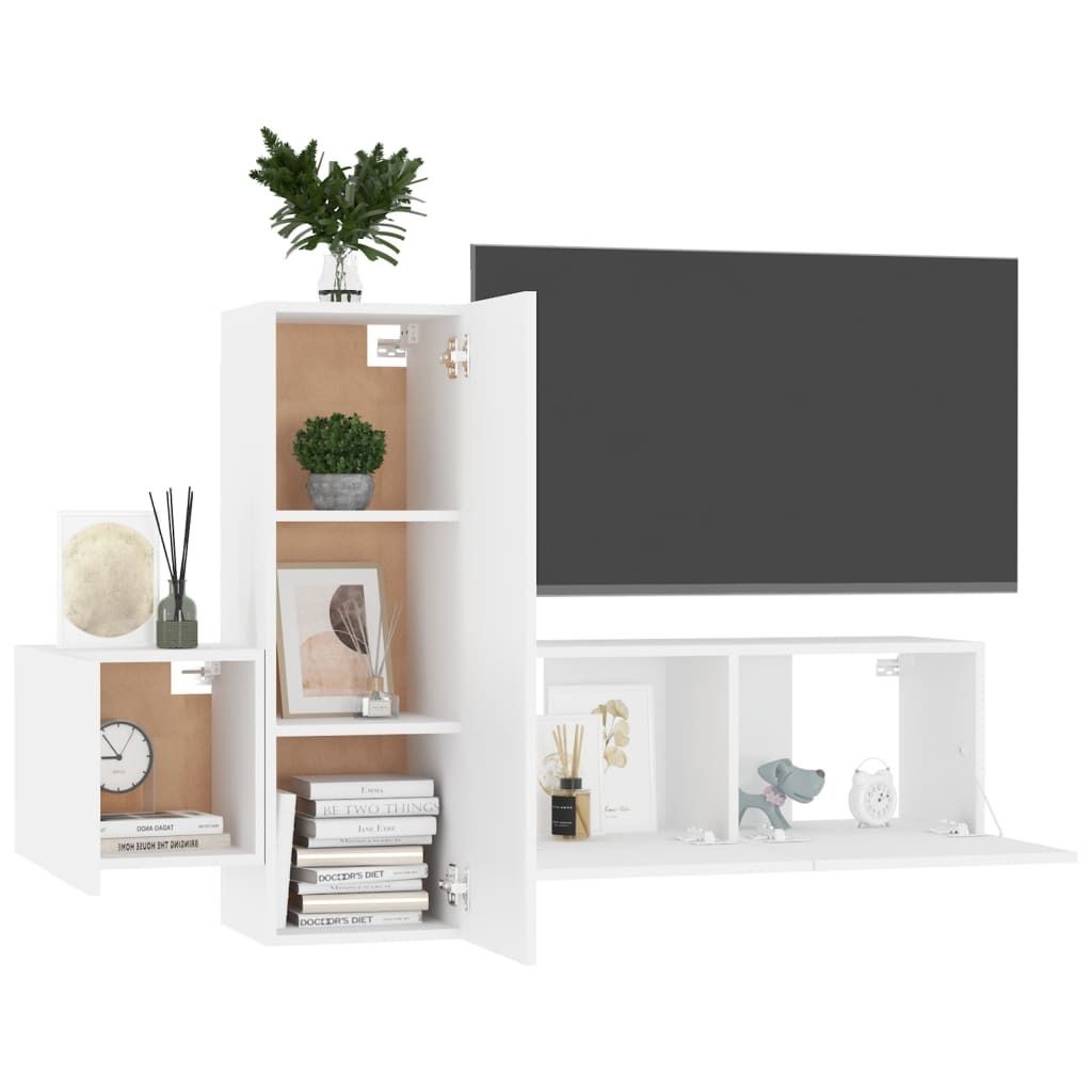 Langlebige 3-tlg. TV-Schrank-Set Weiß Holzwerkstoff - Möbel638301 - TV-Schränke