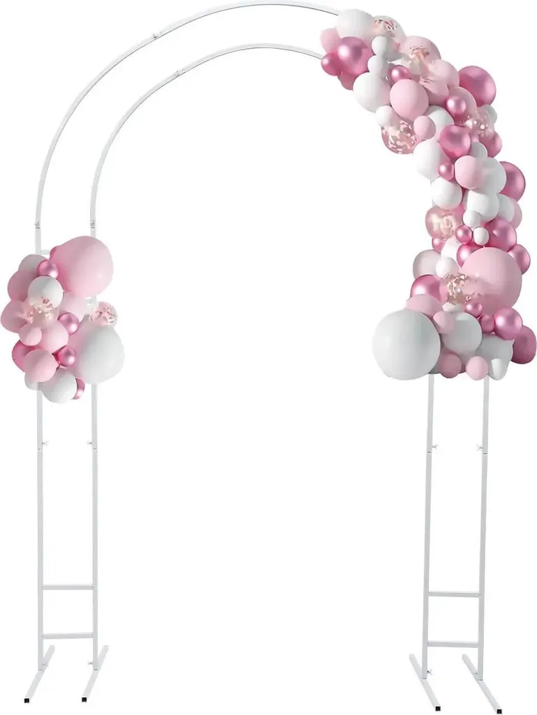 Arc pour guirlandes de ballons et fleurs blanches décor de mariage
