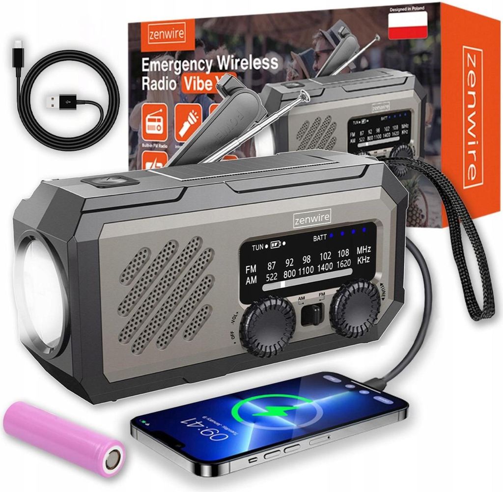 Mini-Radio Tragbares - Solarradio - Notfallradio - Baustellenradio - Kurbelradio - batteriebetriebenes Radio - Powerbank