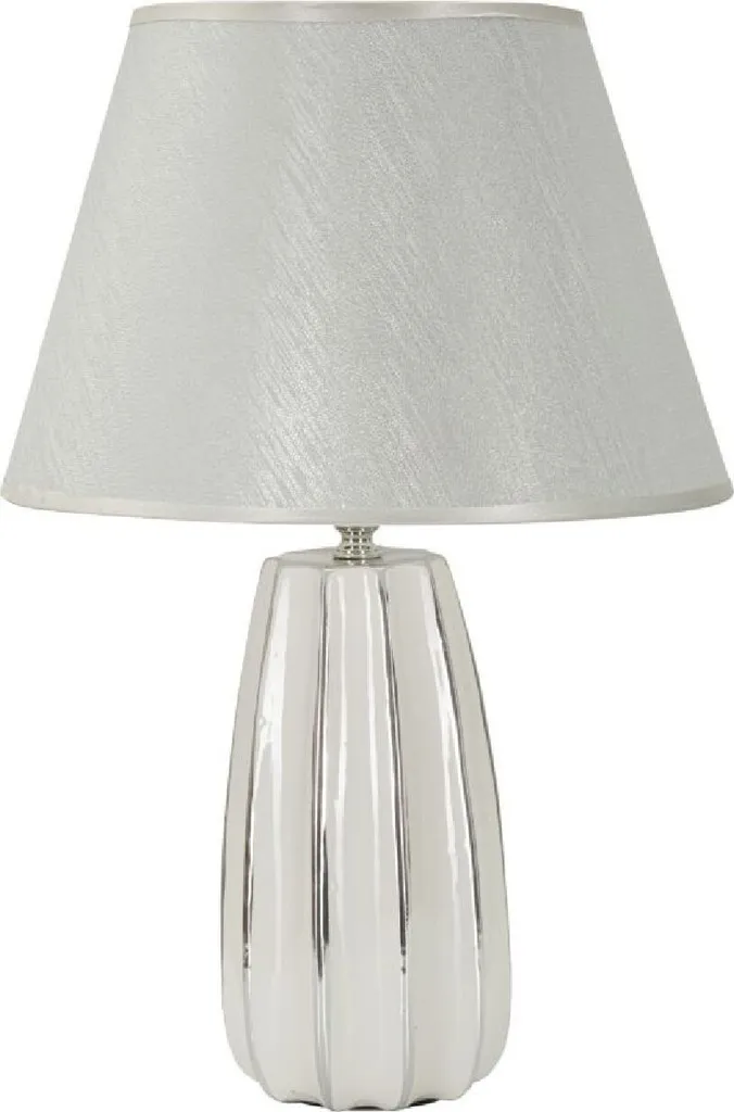 Lampe de table Mauro Ferretti Emmi E27 Ø 30x45 cm blanc et argent chic