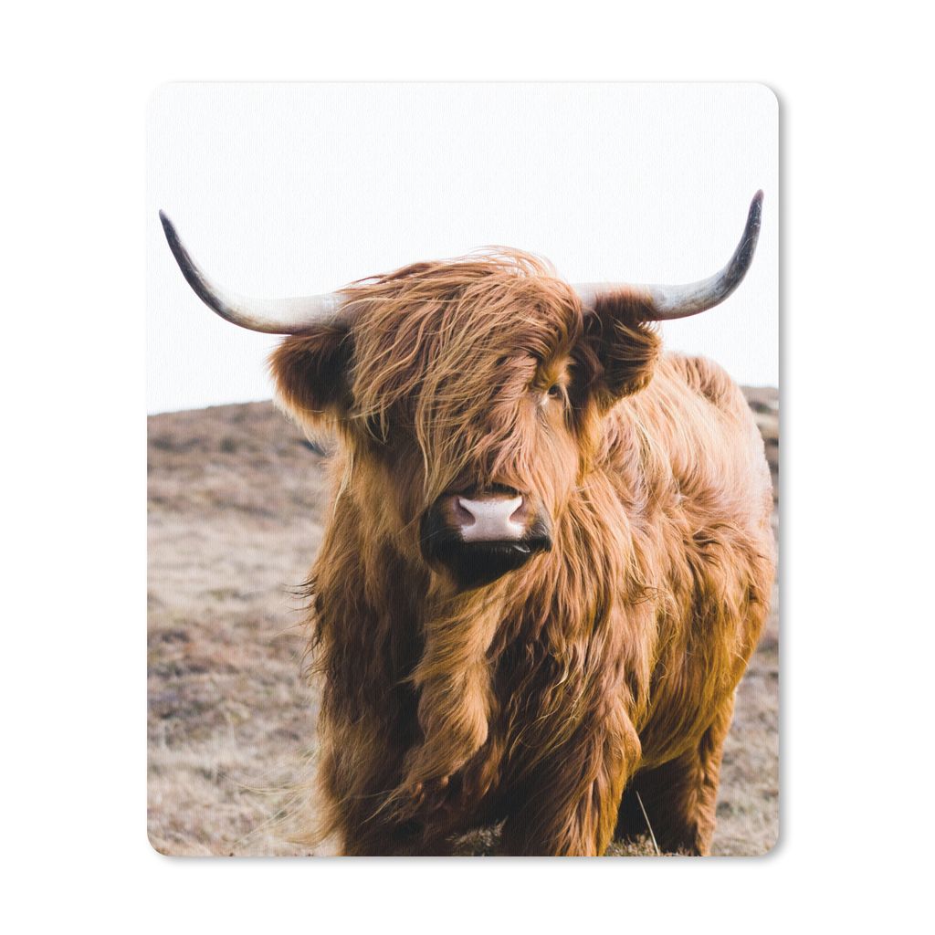MuchoWow Mauspad Mousepad Schottische Highlander - Landschaft - Kuh - Braun - Tiere - Natur 30x40 cm - Mousepads - Maus Mat - Pad - Mausunterlage...
