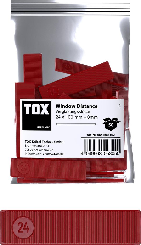 TOX Verglasungsklötze 24x100 mm Window Distance 3 mm (50 Stk.)