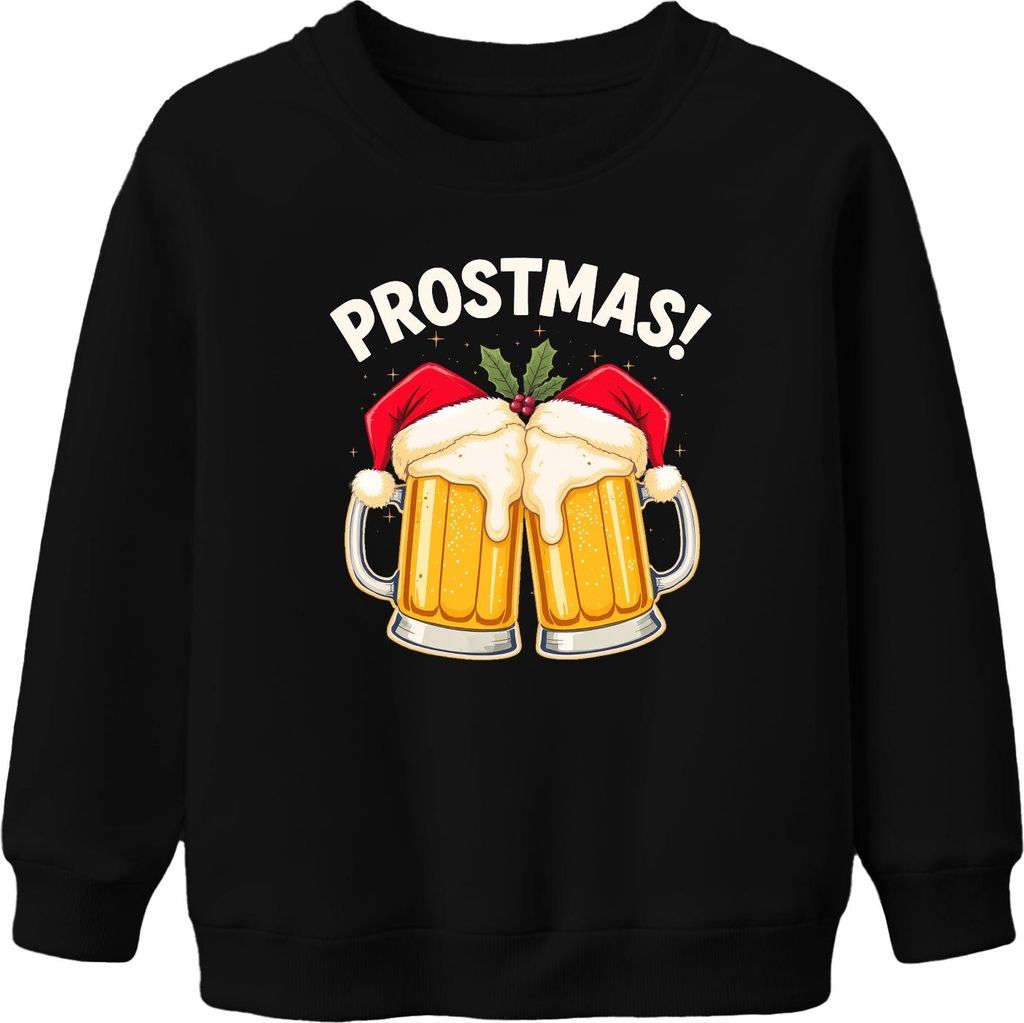 Prostmas Bierkrug Weihnachtsmann Bier Weihnachten lustig Geschenk Uni Kinder Sweatshirt Pullover, Schwarz, 152