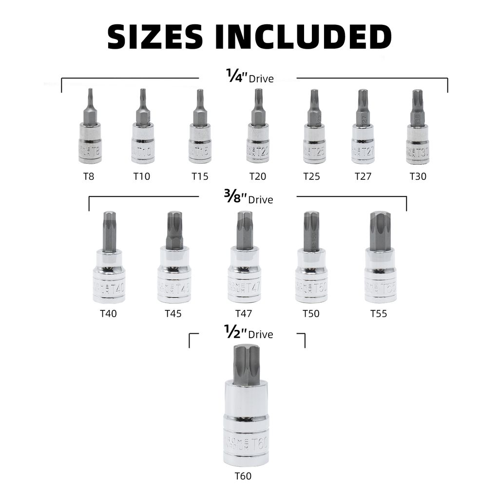 12 TLG TORX Bit Set 2 LANG LOCH 1/4 T8 T10 T15 T20 T25 T27 T30 T40 12 TLG TORX Bit Set 2 LANG LOCH 1/4 T8 T10 T15 T20 T25 T27 T30 T40