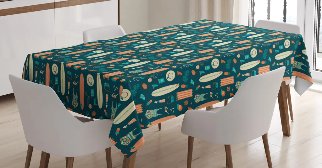ABAKUHAUS Tovaglia Vintage Tropicale 140x170 Tessuto Idrorepellente