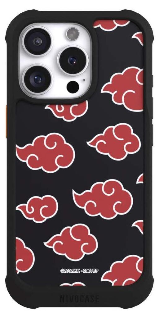NIVOCASE Hülle für Apple iPhone 16 Pro Stoßfeste Handyhülle NIVOmax Case Schwarz Naruto Shippuden Offizielles Lizenzprodukt Akatsuki