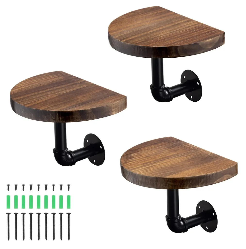 Rangement mural lot de 3 étagères bois métal pour gagner de la place