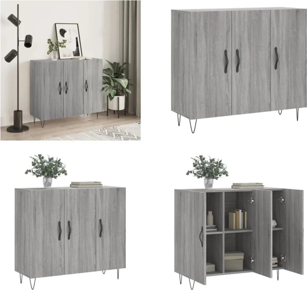 Mobile Credenza 90x34x80 cm Grigio Sonoma vidaXL | Arredo Soggiorno