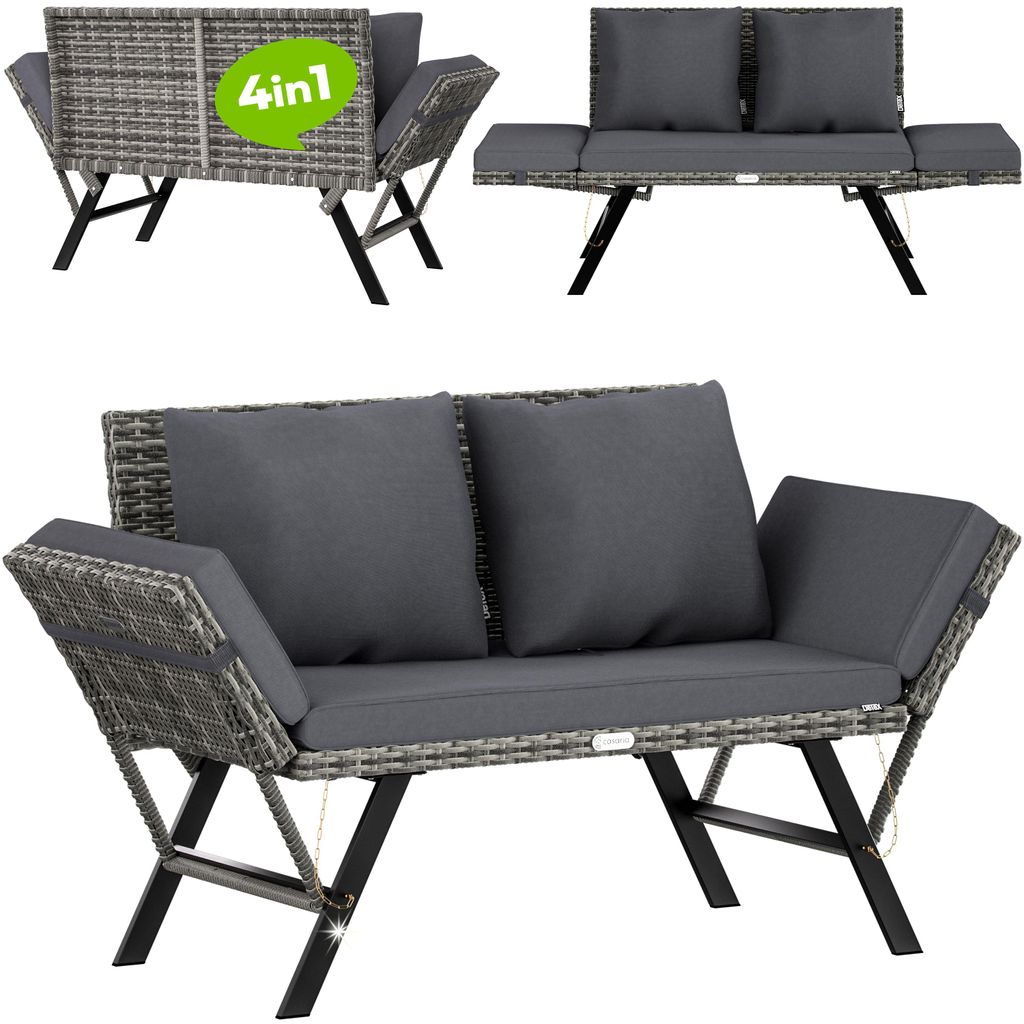 CASARIA® Panca da Giardino in Polyrattan Reclinabile Immagine del prodotto 