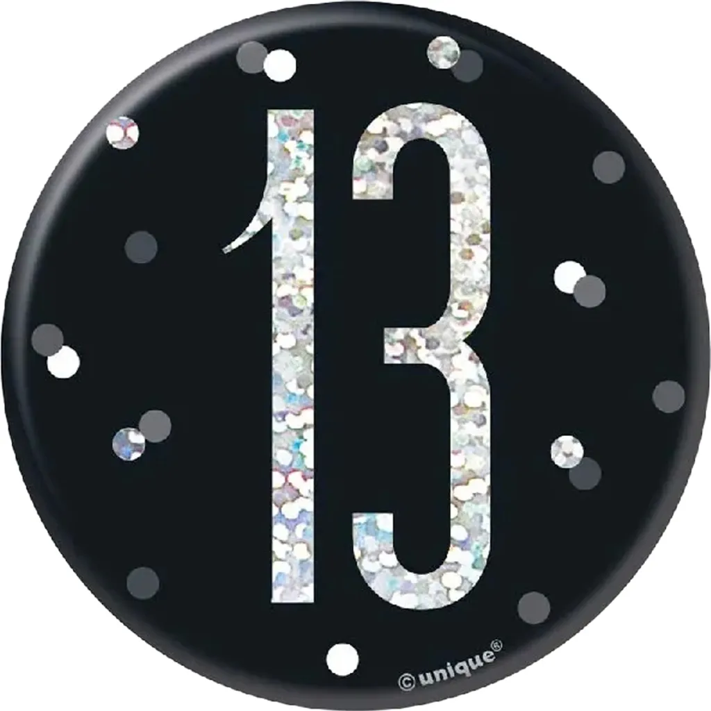 Unique Party - Prismatic - Distintivo, 13° compleanno SG38309 (Taglia unica) (Nero/Grigio)