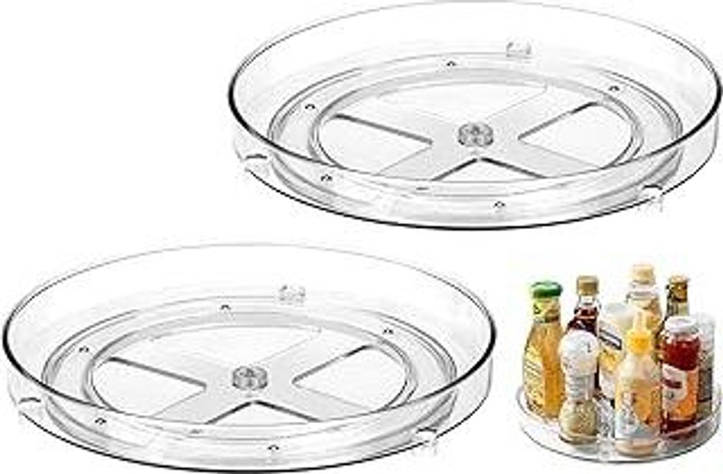 HATANSE 2 Stück Lazy Susan Drehteller Organizer Kühlschrank Organizer 360° Drehbarer Gewürzregal für Kühlschrank Küche Speisekammer Schrank ...