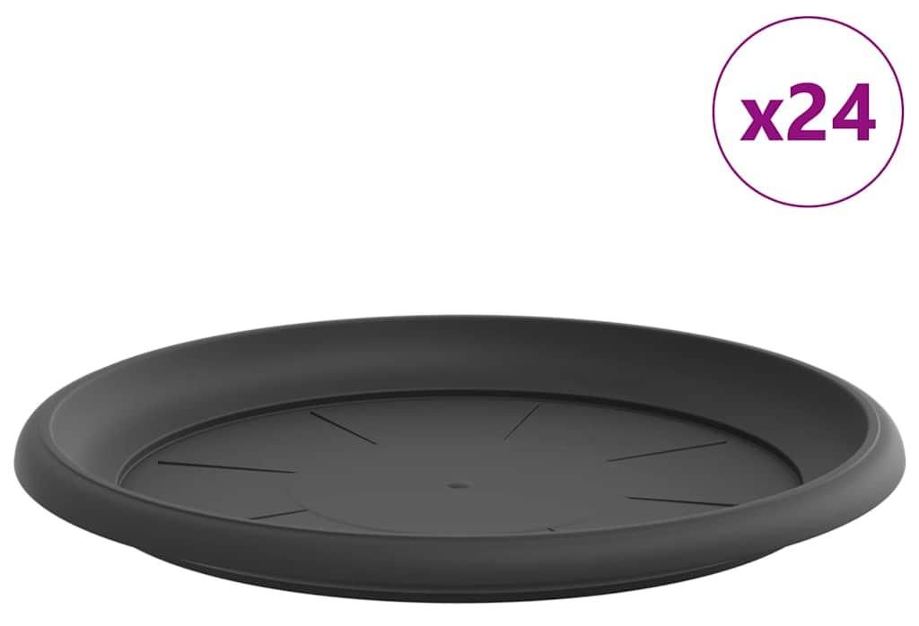 Runde Blumenplatte 24 pcs Schwarz Ø 27 x 2,5 cm Kunststoff
