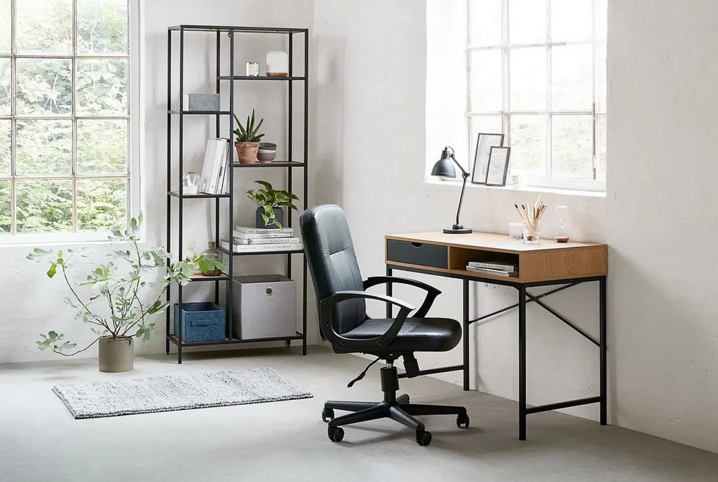 Bureau ADARE compact chêne et noir - Solution gain de place pour studio - 3