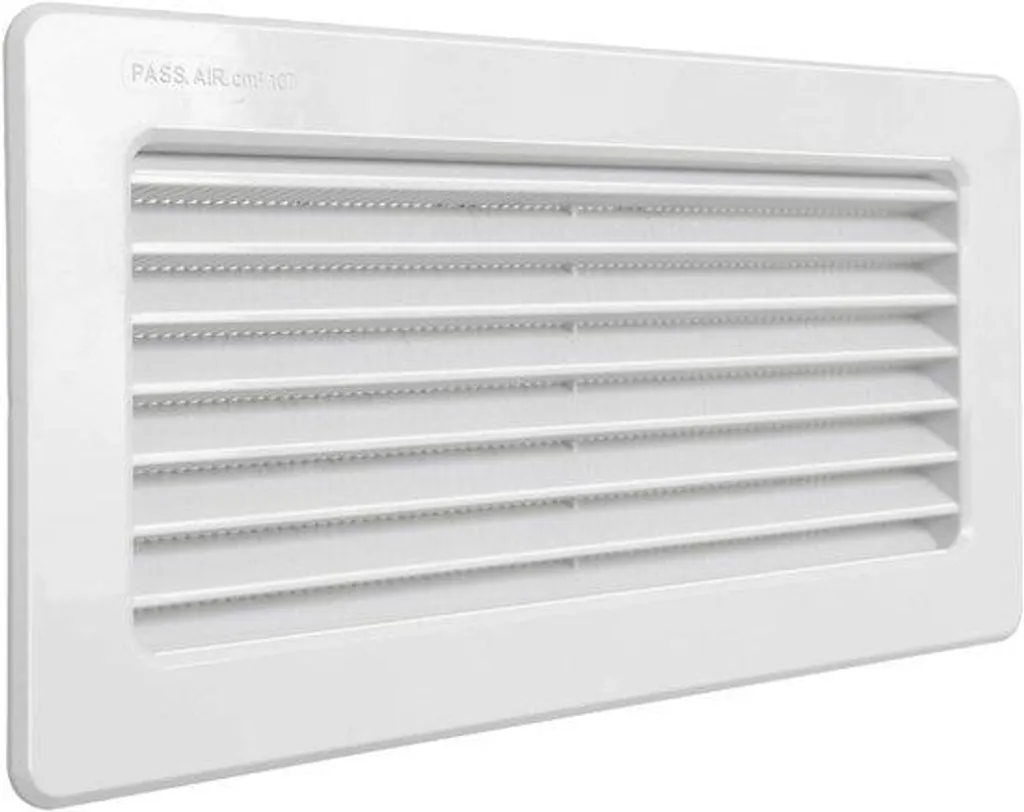 Valve d'aération ABS blanc 256 x 126 mm haute résistance avec grille fine