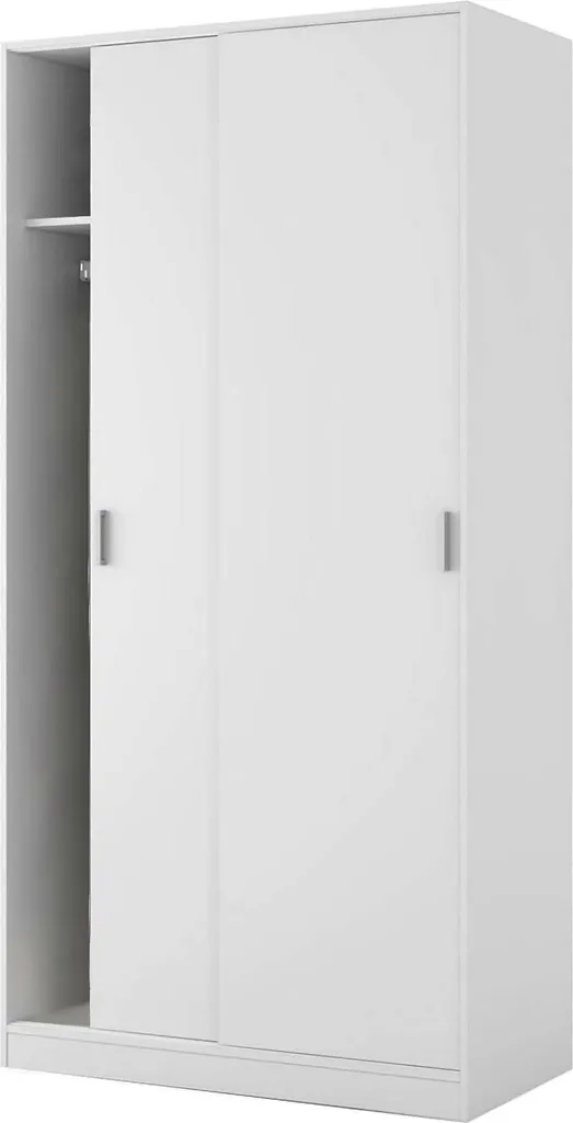 Armoire de Chambre 2 Portes Blanche 100x200 cm - Dressing Gain de Place