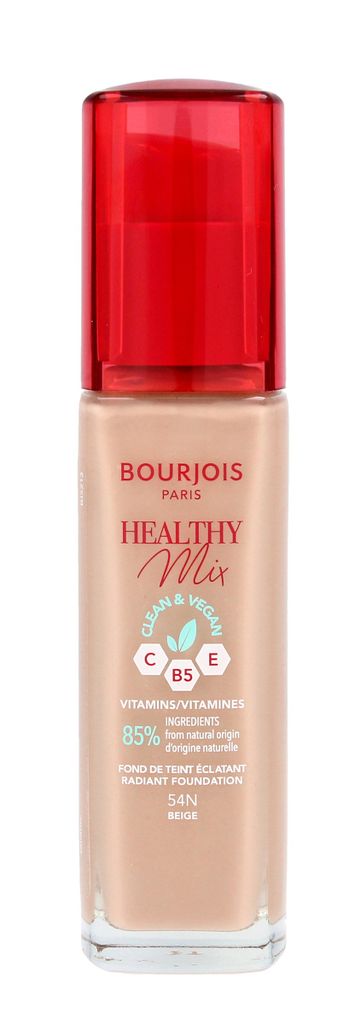 A bottle of Bourjois Healthy Mix foundation against a white background.