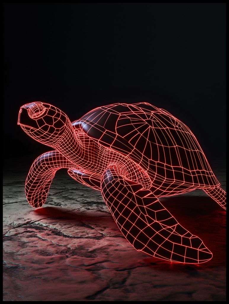 Plakat 75x100cm Neon-Schildkröte